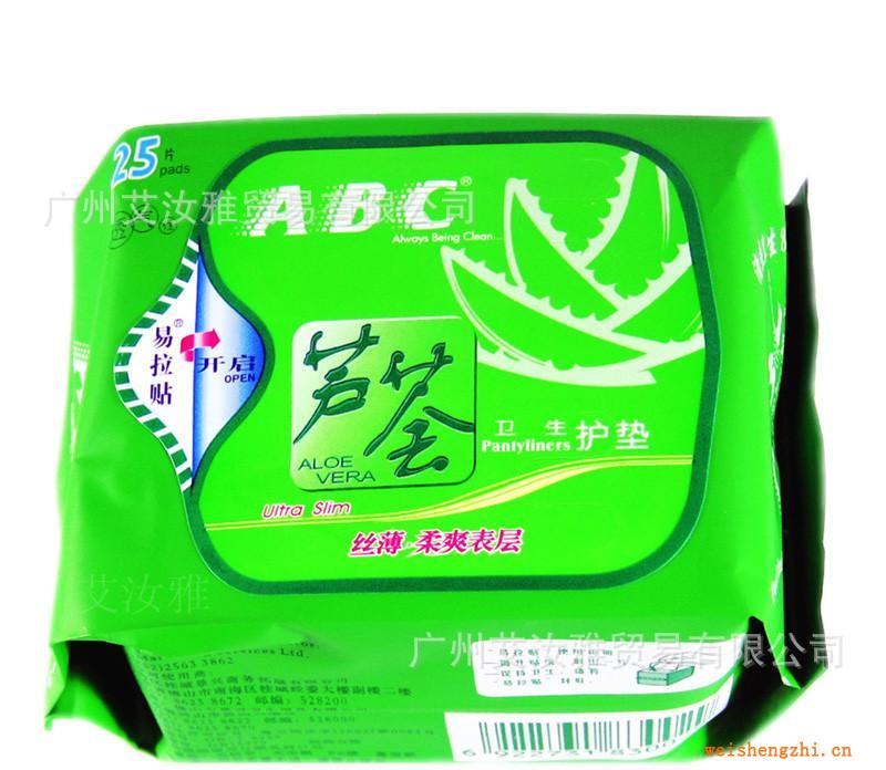 ABC蘆薈衛(wèi)生護墊絲薄柔爽表層25片L22透氣平時使用163cm